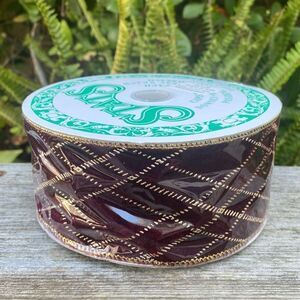 New Stats Burgundy & Gold Diamond Wire Ribbon Two (2) Rolls 2.5' Wide 20 Yards